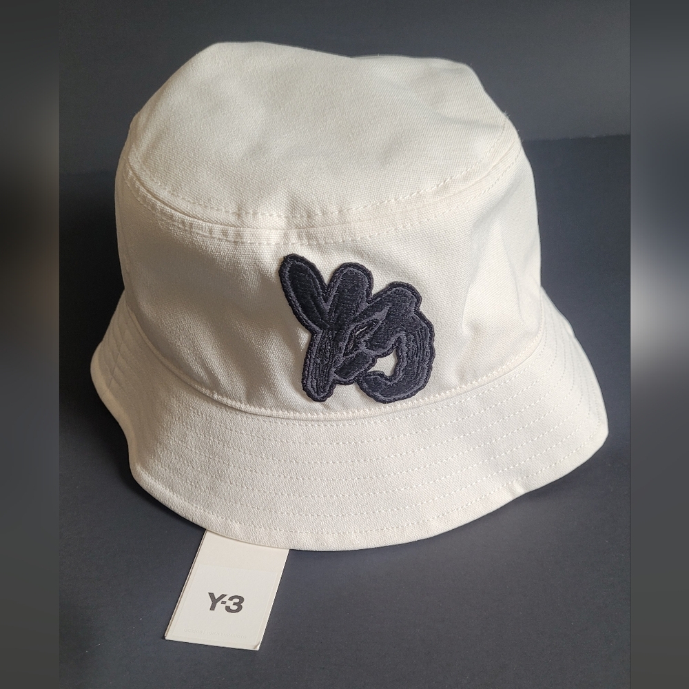 NWT Y-3 Embroidered Bucket Hat Unisex Cream-White / Off- White Item IM1083